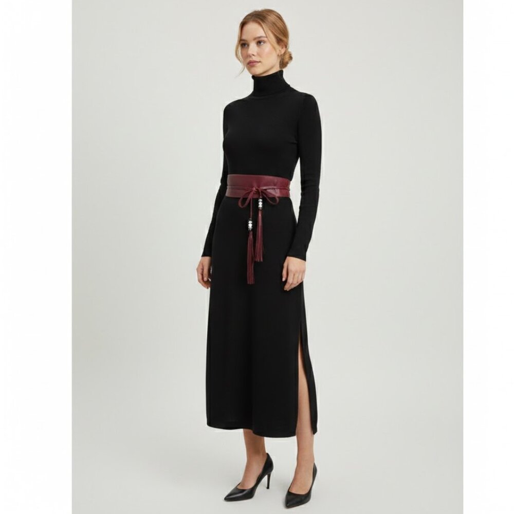 Zara Mock Turtleneck Knit Midi Dress Size Small NWT